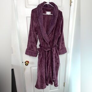 Midnight by Carole Hochman Plush Purple Shawl Robe